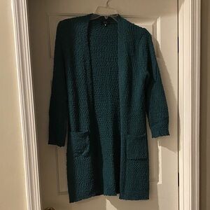 Elegant Hunter Green Open-Front Cardigan